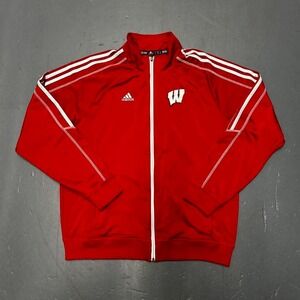 Y2K Adidas University of Wisconsin badgers zip up red college track jacket